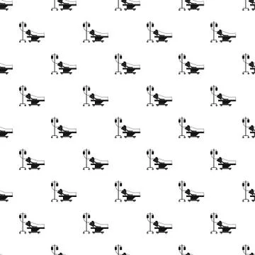 Patient in bed on drip pattern, simple style イラスト素材
