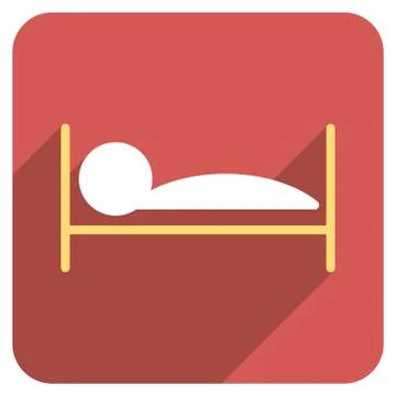 Patient Bed Flat Rounded Square Icon with Long Shadow Stock Illustration