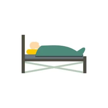 Patient in bed icon, flat style Illustrazione stock