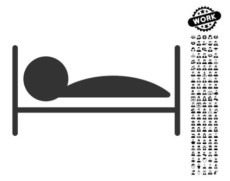Patient Bed Icon with Work Bonus Illustrazione stock