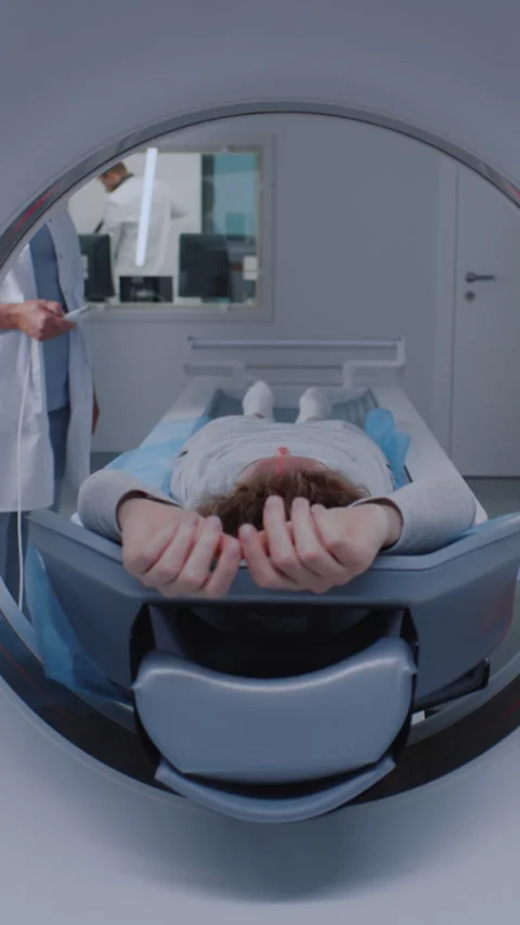 Patient body scan in a lab with cutting-edge technologies Stock Footage 274255212