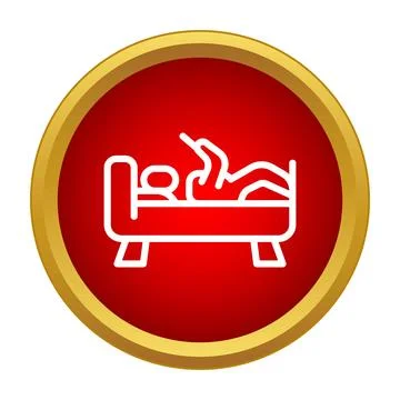 Patient calling for help in hospital bed icon Ilustración de archivo