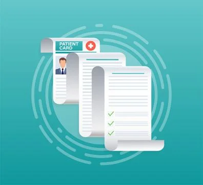 Patient card. Document concept. Pharmacy concept. Health insurance concept Stockillustratie