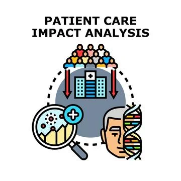 Patient care impact analysis evaluating healthcare services Stock Illustration