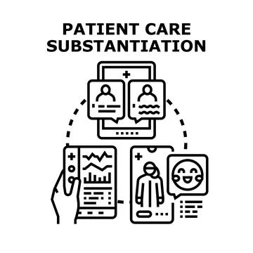 Patient care substantiation using digital devices concept 스톡 일러스트