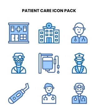 Patient Care Two Colour UI Icons Pack 库存插图