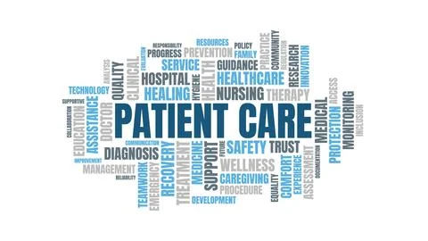 Patient Care Word Cloud Vector Illustration on White Background Stock Illustration