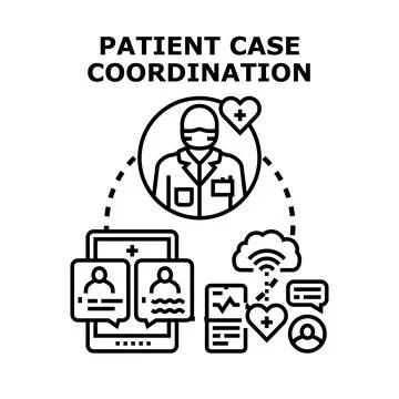 Patient case coordination optimizing digital healthcare communication Stock Illustration