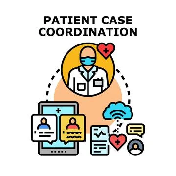 Patient case coordination optimizing digital healthcare communication Stock Illustration
