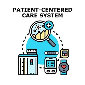 Patient centered care system developing modern medicine technology Stock Illustration
