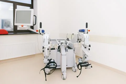 Patient on Continuous Passive Range of Motion machines. Device to provide Stock Photos