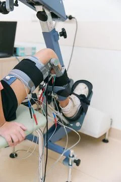 Patient on Continuous Passive Range of Motion machines. Device to provide Stock Photos