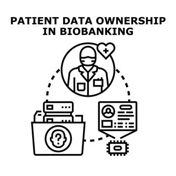 Patient data ownership and privacy in biobanking concept Stock Illustration