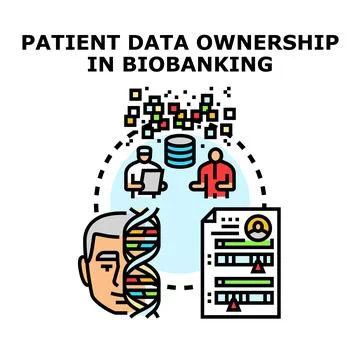 Patient data ownership in biobanking concept illustration Stock Illustration