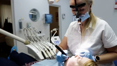 Patient at the dentist3 Stock Footage 123926834