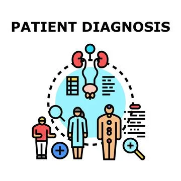 Patient diagnosis process checking human internal health Stock Illustration