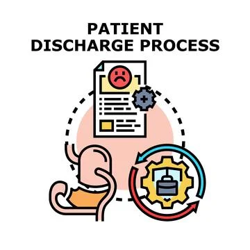 Patient discharge process completing medical documentation concept Illustrazione stock