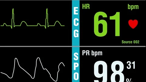 Patient display with medical exam vital signs Stock Footage