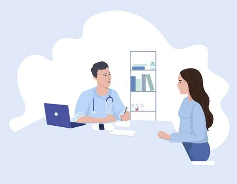 A patient at a doctor's appointment. Vector illustration. Stock Illustration