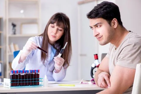 Patient during blood test sampling procedure taken for analysis Foto stock