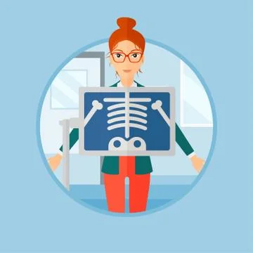 Patient during x ray procedure. Stock Illustration