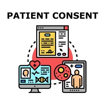 Patient electronic consent form for privacy and medical data Stock Illustration