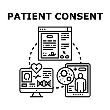 Patient electronic consent form for privacy and medical data Stock Illustration