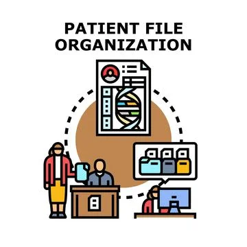 Patient file organization process managing medical data イラスト素材