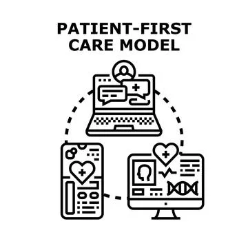 Patient first care model using digital healthcare technology Stock Illustration