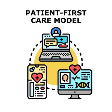 Patient first care model using digital healthcare technology Stock Illustration