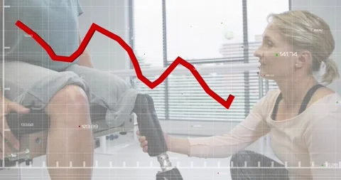 Patient flexing knee following data overlay while clinician adjusting pylon, Video stock 318064512