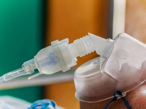 Patient with flu inhalation Stock Photos