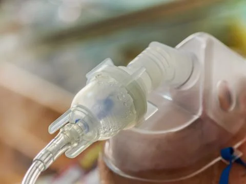 Patient with flu inhalation Stock Photos