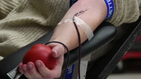 Patient giving blood Stock Footage 148326023