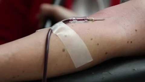 Patient giving blood Stock Footage 148326024