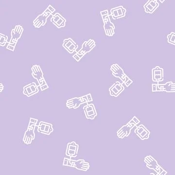 Patient hand with dropper line vector seamless pattern Illustrazione stock