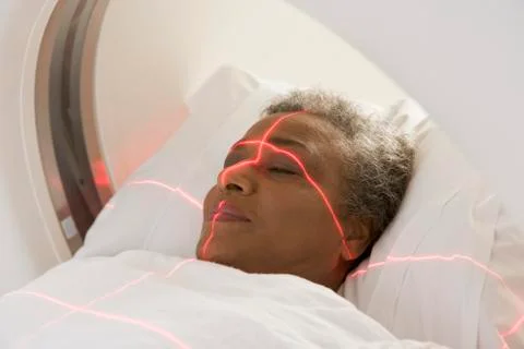 Patient Having A Computerized Axial Tomography (CAT) Scan 스톡 사진