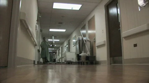 Patient in Hospital Hallway Stock Footage
