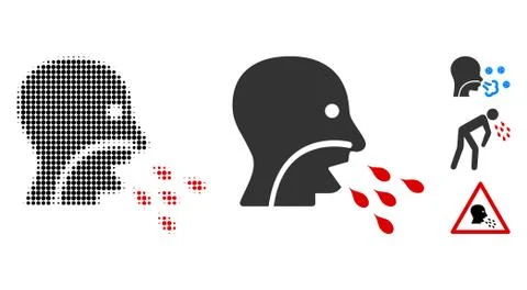 Patient Infection Halftone and Solid Icon Stock Illustration