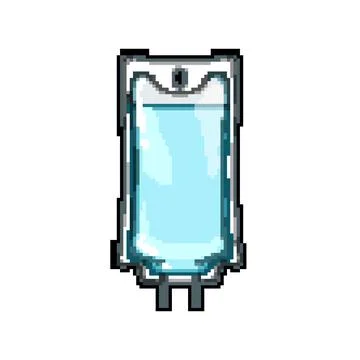 Patient iv drip bag pixel art vector illustration Illustrazione stock