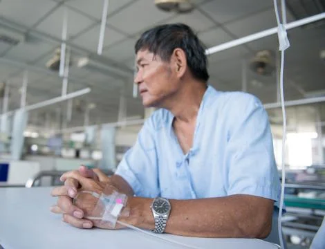 Patient with iv drip Foto stock
