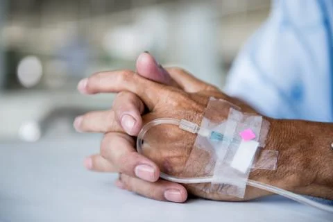 Patient with iv drip Foto stock