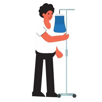 Patient with IV stand Stock Illustration
