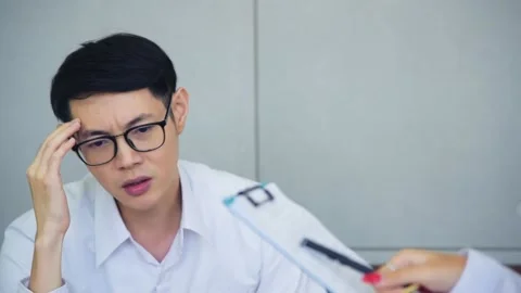 The patient man illness from mental problem meeting psychologist doctor Stock Footage 134597856