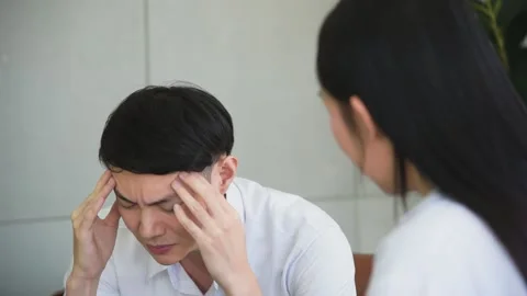 The patient man illness from mental problem meeting psychologist doctor Stock Footage 135436390