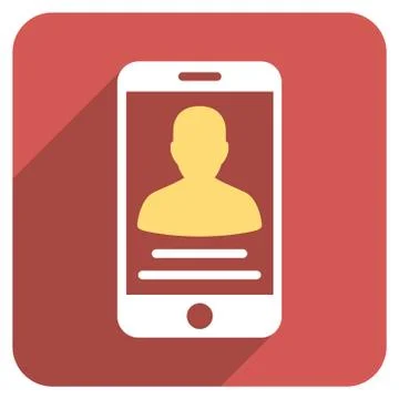 Patient Mobile Account Flat Rounded Square Icon with Long Shadow Stock Illustration