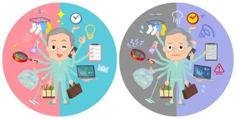 Patient old men mulch task switch 스톡 일러스트