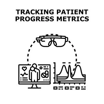 Patient progress metrics tracking with smart wearable technology Stock Illustration