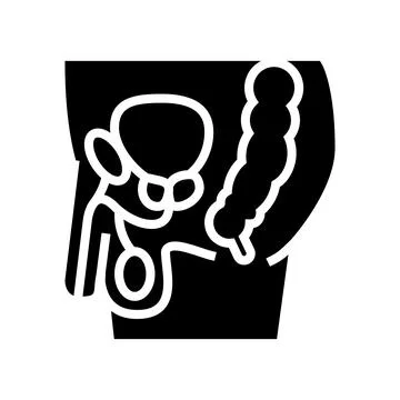 Patient with prostate glyph icon vector illustration Illustrazione stock