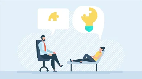 Patient receives support from a specialist. Problem-solving. Psychotherapy. 2D Stock Footage 151893375